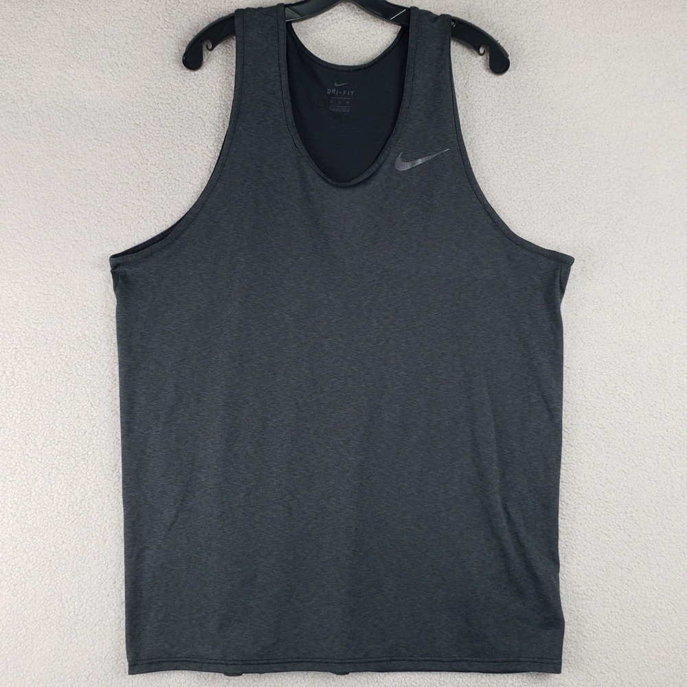Nike Dri-FIT Tank Top Mens XLT Gray Sleeveless Running Training Athletic Gymwear